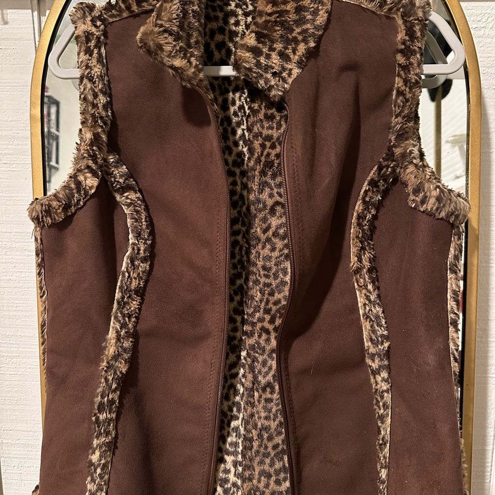 00’s  Faux Fur Trim Vest